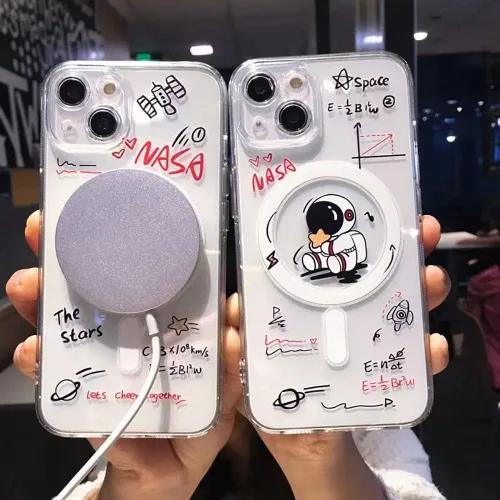 Miniatura 2 de Roemary Funda Astronautas Lunares para iPhone 13 con Diseño MagSafe, Funda Transparente de TPU con Carga Inalámbrica Magnética para iPhone 13 6.1