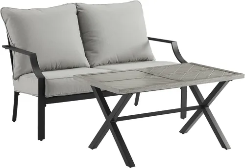 Miniatura 15 de Crosley Furniture Otto - Juego de muebles de patio de 4 piezas Chevron para exteriores, juegos de conversación para porche, negro mate con cojines