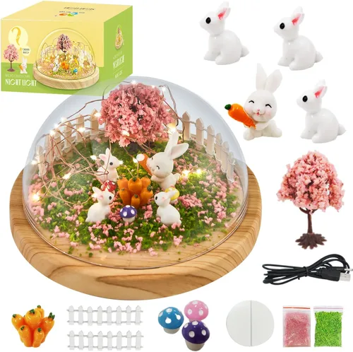 Haz tu propia luz nocturna, kits de bricolaje de conejo para niñas, luz nocturna mágica creativa edición de actualización USB, juguetes de conejo,