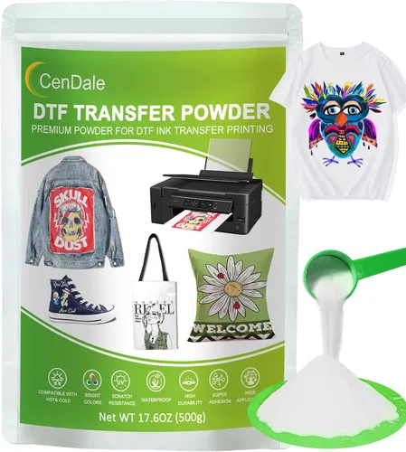 Polvo DTF, 500 g/17.6 oz, adhesivo de fusión en caliente, digital, polvo de transferencia DTF para sublimación, compatible con impresoras DTF y DTG,