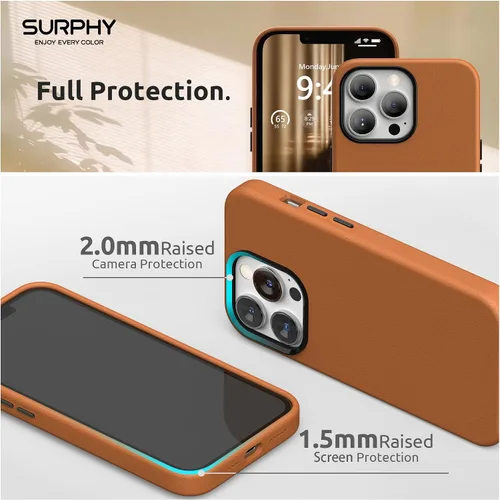 Miniatura 4 de SURPHY Compatible con iPhone 13 Pro, funda de piel sintética de alta calidad (con botones metálicos y forro de microfibra) para 13 Pro