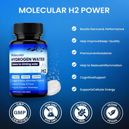 Miniatura 2 de Tabletas de agua de hidrógeno molecular Pastillas de magnesio H2 Suplemento de hidrógeno para hidratación y equilibrio de electrolitos Apoya