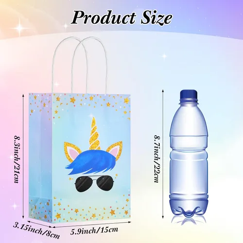 Miniatura 3 de Gersoniel 16 bolsas de unicornio para fiesta con asas, bolsas de regalo de unicornio para regalos de fiesta de cumpleaños