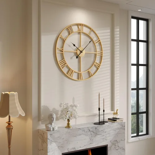 Miniatura 58 de Reloj de pared negro de 16 pulgadas decorativo, moderno reloj de metal para sala de estar, funciona con pilas, silencioso, sin tictac, números