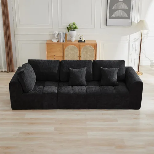 Miniatura 31 de Sofás modulares deshuesados de 140 pulgadas para sala de estar, sofá modular modular de nube comprimida, sofá moderno en forma de U de 9 plazas Gris