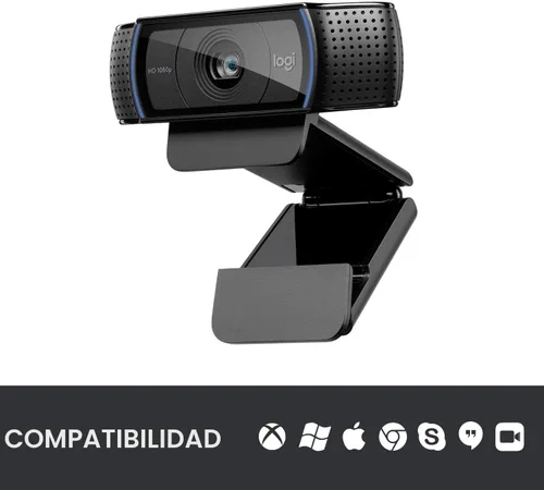 Miniatura 5 de Cámara web HD Pro C920 Logitech, visualización panorámica 1080P videollamadas y grabación, Negro