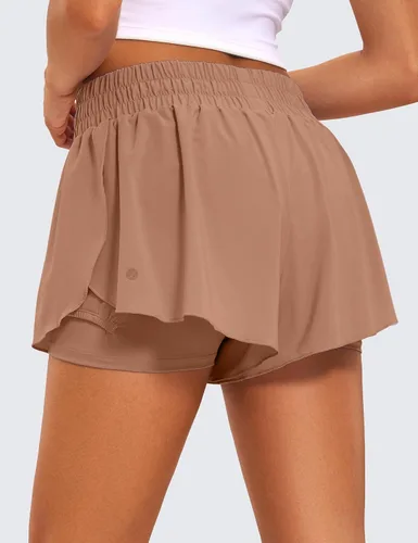Miniatura 23 de CRZ YOGA Pantalones cortos de correr 2 en 1 para mujer, cintura alta, secado rápido, para atletismo, gimnasio, descanso, entrenamiento, lindas