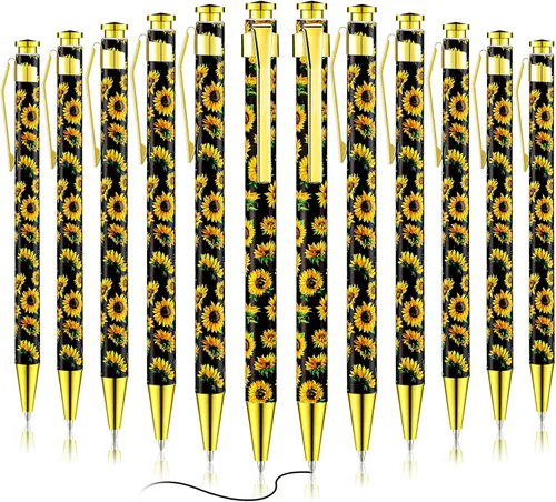 Miniatura 7 de Yexiya 1 Pieces Sunflower Pens Ballpoint Click Ball Pens Reusable Retractable Journaling Sunflower Party Favors Black Ink Medium Point 1.0 mm Gift