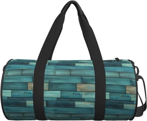 Miniatura 7 de Large Duffle Bag for Travel - Retro Green Wood Boards Print Gym Bag for Women Men, Travel Foldable Bags for Women Men with Zippered Multiple Pockets