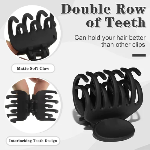 Miniatura 2 de 8 pinzas de garra para cabello fino para mujeres, pinzas de pelo medio mate de 1.6 pulgadas para cabello fino y grueso, agarre fuerte, pinzas