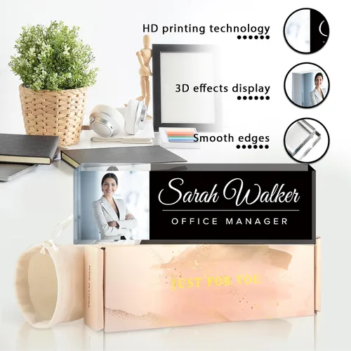 Miniatura 5 de Placa de nombre de escritorio personalizada con foto, placa de nombre personalizada para escritorio, decoración de oficina para mujeres y hombres