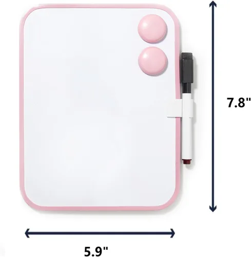 Miniatura 3 de Pizarra Magnética de Borrado en Seco para Casillero Escolar, 6" x 8" con Marcador y 2 Imanes - Pizarra Blanca Pequeña para Aula, Hogar, Oficina, Rosa