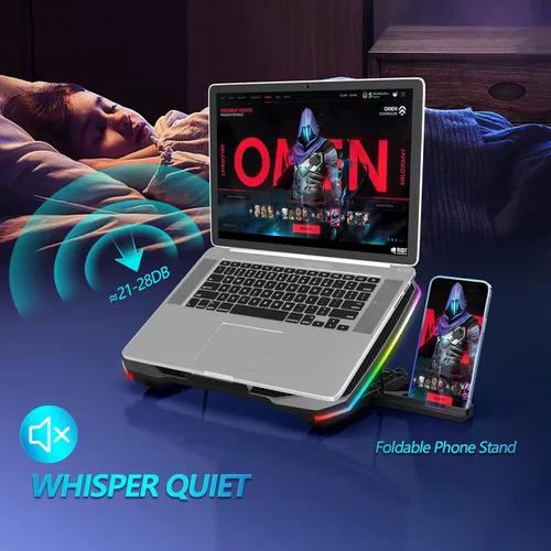 Miniatura 5 de AIMIUZI Almohadilla de enfriamiento para laptop, enfriador de laptop para juegos con 6 ventiladores silenciosos, almohadilla de enfriamiento