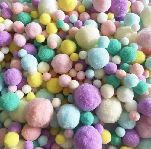 Jxpinet 1000 bolas de pompones de 5 tamaños de 1 a 1.2 in, bolas de pompones surtidos para decoración de arte y manualidades (serie azul y púrpura)