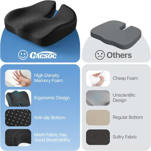 Miniatura 6 de CJACSOC Cojín de asiento, cojín de espuma viscoelástica extra grande para cojines de sillas de oficina, almohadilla de cojín ergonómico para alivio