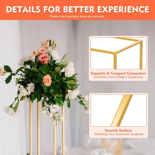 Miniatura 4 de 10 soportes geométricos dorados de 23 pulgadas para decoración de boda, soportes de columna de jarrón de metal para eventos, fiestas, decoración