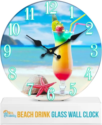 Miniatura 15 de 13" Reloj Dolphin Sunset de vidrio