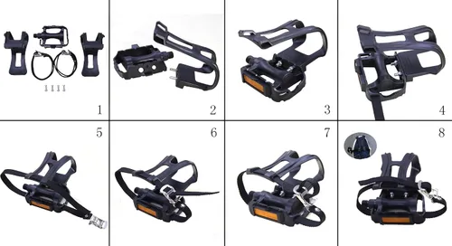 Miniatura 5 de leadrise® pedales para bicicleta con correas de nylon.