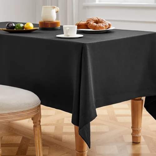 Miniatura 4 de ZeeMart - Mantel básico de lino texturizado, 52 x 52 pulgadas, color negro, estilo granja, mantel cuadrado resistente a las arrugas, lavable