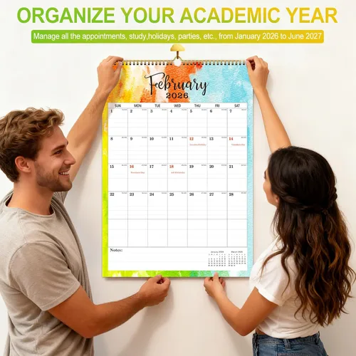 Miniatura 5 de Calendario de pared 2026-2027, calendario de pared colgante grande de 18 meses 2026-2027, enero 2026 a junio de 2027, calendario grande 2026 de 12 x
