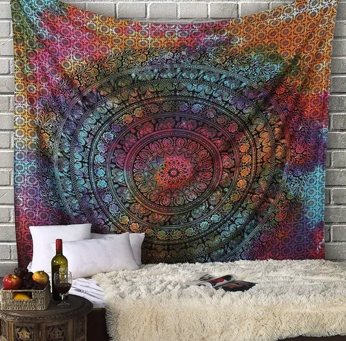 Miniatura 24 de RAJRANG - Tapiz de mandala indio para colgar en la pared, diseño hippie, de elefante, playa, decoración de dormitorio universitario, bohemio, boho.