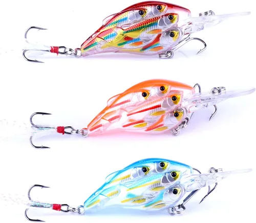 Miniatura 6 de CrankBaits - Señuelos de pesca CrankBait of Bass, señuelos de agua dulce y salada para agua poco profunda, cebo de buceo profundo, cebo de agua