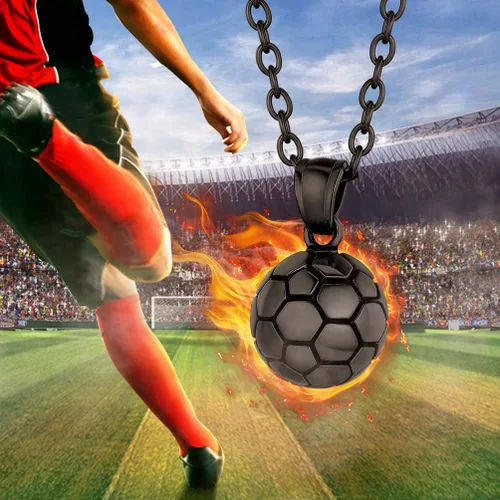 Miniatura 3 de PROSTEEL Stainless SteelGold PlatedBlack Soccer Football Necklaces Pendant with Chain for Men Women Sport Fan Jewelry Gift Soccer Charm Necklace