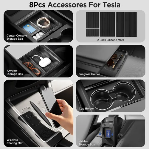 Miniatura 2 de Bandeja Organizadora de Consola Central para Tesla Model Y Accesorios Juniper 2025 2026/Para Tesla Model 3 Highland Accesorios 2024 2025 2026
