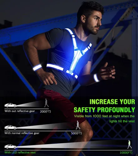 Miniatura 2 de Chaleco reflectante para correr con luz LED, chaleco reflectante recargable de alta visibilidad