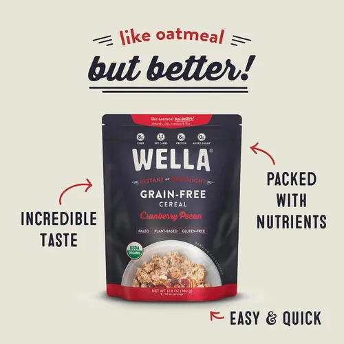 Miniatura 5 de Cereal de Avena Alternativa Wella, Cereal Caliente para el Desayuno Libre de Gluten, Sin Granos Paleo Orgánico Vegano Alto en Proteínas
