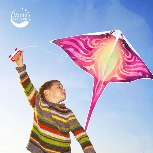 Miniatura 3 de Mint's Colorful Life Cometa de pez diablo para niños y adultos, fácil de volar, cometa Delta de una línea grande, mango de cometa incluido