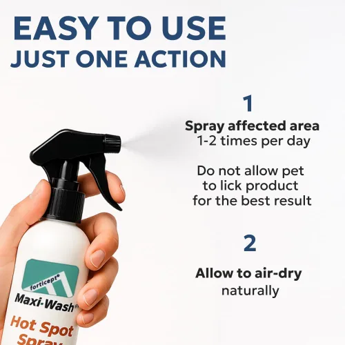 Miniatura 5 de Forticept Maxi-Wash - Spray para tratamiento de puntos calientes, cuidado de heridas y alivio de picazón para perros y gatos. Alivia arañazos