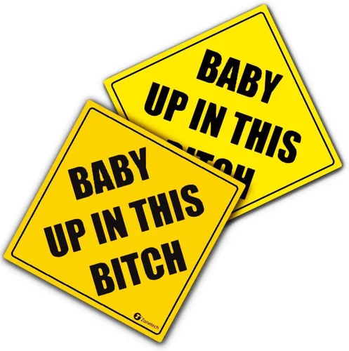 Miniatura 7 de Calcomanía de seguridad para vehículos Zone Tech "Baby Up On This Bitch", divertida pegatina de seguridad, calidad premium, reflectante, "Baby Up On