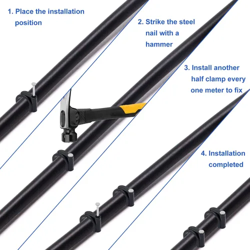 Miniatura 6 de 50 ganchos en J negros de media abrazadera con clavo, abrazaderas Pex de 0.63 pulgadas para clavos en clips de cable Ethernet, clips de alambre