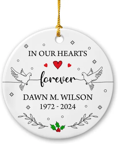 Miniatura 7 de Adorno de Navidad cardenal rojo conmemorativo personalizado, adorno de cerámica cardenal enviado del cielo, adorno de recuerdo para la pérdida de un