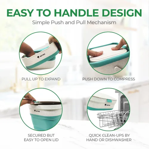 Miniatura 8 de AIRNEX Contenedor de Compost Pequeño Plegable con Tapa - Cubo de Compost de 1 Galón Caddy para Residuos de Alimentos Hecho de Paja de Trigo - Verde