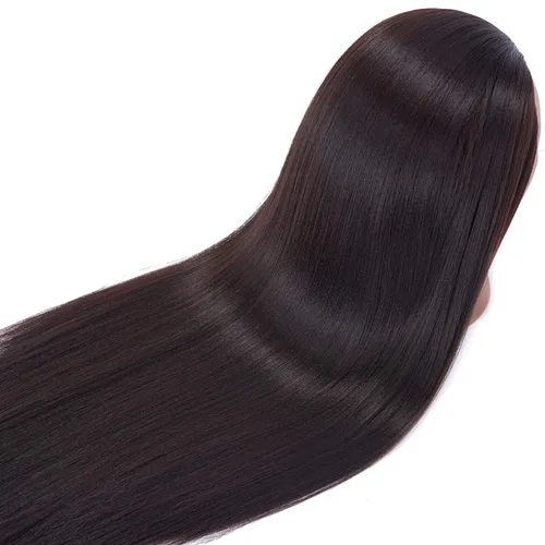 Miniatura 6 de Cabeza de maniquí 26-28" Cabeza de maniqui de fibra sintética Yaki para peluquería, modelo de entrenamiento de cosmetología, cabeza de muñeca