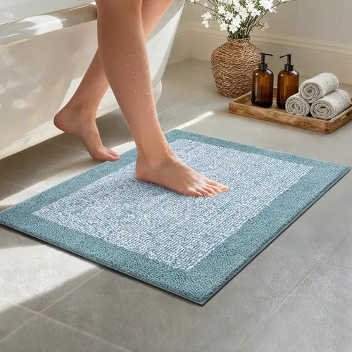 Miniatura 71 de Alfombras de baño de 17 x 24 pulgadas, antideslizantes, lavables, color gris, para bañera, tapete de baño para baño, tapete suave y absorbente