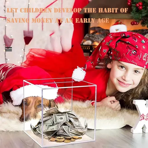 Miniatura 4 de Alcancía transparente para adultos y niños, caja de ahorro de dinero de acrílico, alcancía no se puede abrir para adultos, tarro de propina