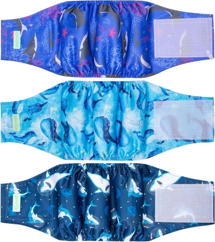 Miniatura 10 de wegreeco Banda Abdominal Lavable para Perros Machos (Patrón Elegante) - Paquete de 3 - Envoltura Abdominal Lavable para Perros Machos, Pañales