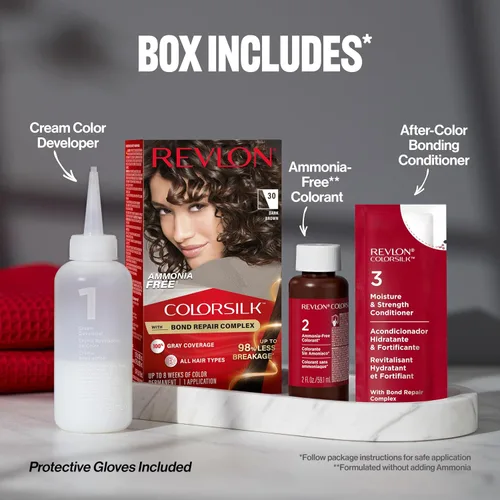 Miniatura 11 de Revlon ColorSilk con complejo de reparación de enlaces, color de cabello permanente negro, 100% cobertura de canas, tinte para cabello sin amoníaco