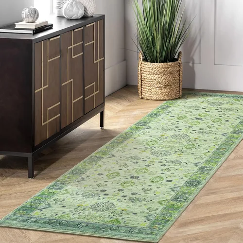 Miniatura 10 de Przemy Alfombra de Pasillo para Dormitorio, 2x6 pies Alfombra Lavable Antideslizante, Pequeña Alfombra Floral para Entrada, Pasillo, Cama de Niñas