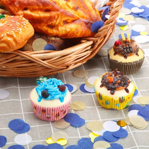 Miniatura 7 de TecUnite - Confeti redondo para decoración de bodas y fiestas de cumpleaños, 1.76 onzas Confeti de oro azul