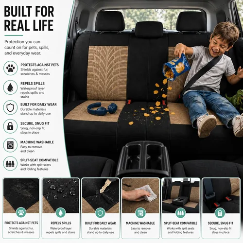 Miniatura 8 de FH Group - Juego de fundas de asiento delantero de automóvil de tela de alta calidad, para asientos con respaldo bajo con reposacabezas extraíble