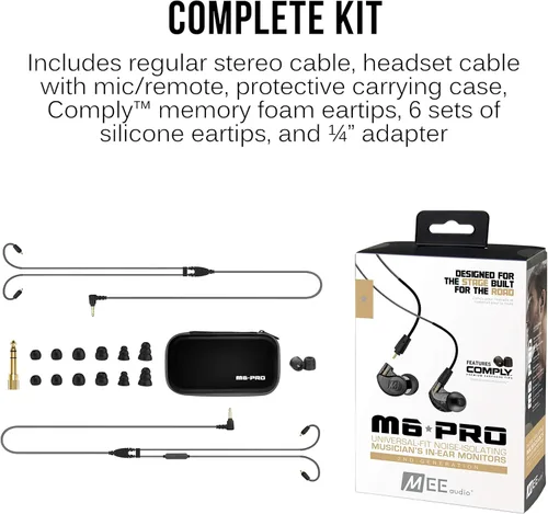 Miniatura 9 de MEE audio M6 PRO - Auriculares monitores intrauditivos para músicos, modelo de 2ª generación con sonido mejorado, ganchos de alambre de memoria