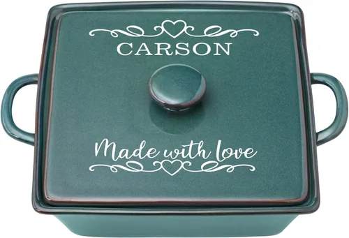 Miniatura 14 de Let's Make Memories Cazuela de gres personalizada hecha con amor, utensilios de cocina, para ella, azul marino
