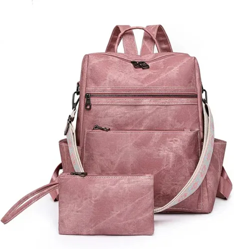 Miniatura 8 de Mochila para mujer, mochila impermeable de piel sintética, ligera, a la moda, multiusos, convertible, mochila de viaje, bolso de hombro, color negro