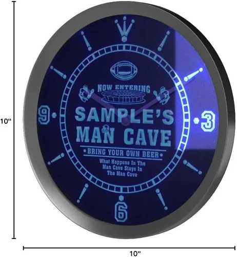Miniatura 6 de ADVPRO ncqa-tm Nombre personalizado hombre cueva fútbol bar cerveza neón signo LED reloj de pared