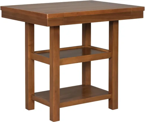 Miniatura 9 de JIVOIT Farmhouse 6 Piece Dining Table Set, Counter Height Table Set with 4 Chairs and a Bench, Rubber Wood Expandable Bar Table Set with Rivet Gris-3