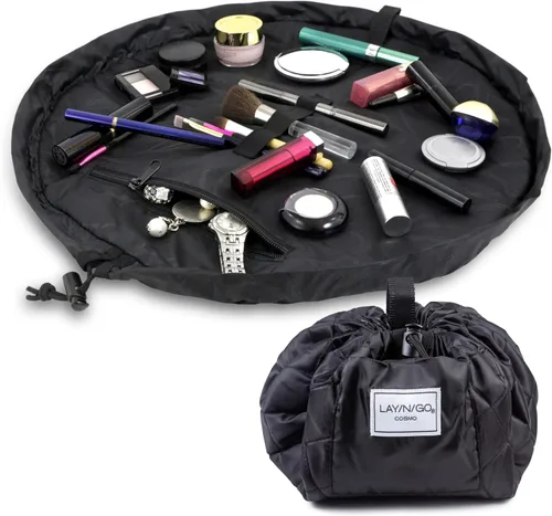 Miniatura 18 de Lay-n-Go Cosmo Layflat - Organizador de cosméticos y maquillaje con cordón y bolsillo con cremallera, bucles para cepillos y más, se ajusta